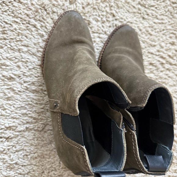 Olive Suede Ankle Boots Women - Picture 14 of 16